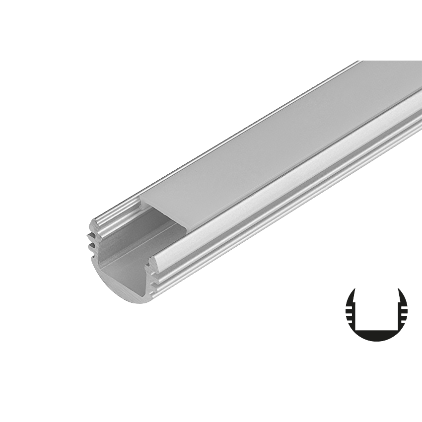 Hørehæmmet Rendezvous fjer Aluminiumsprofiler til LED bånd, rund, 2m | Ultralux