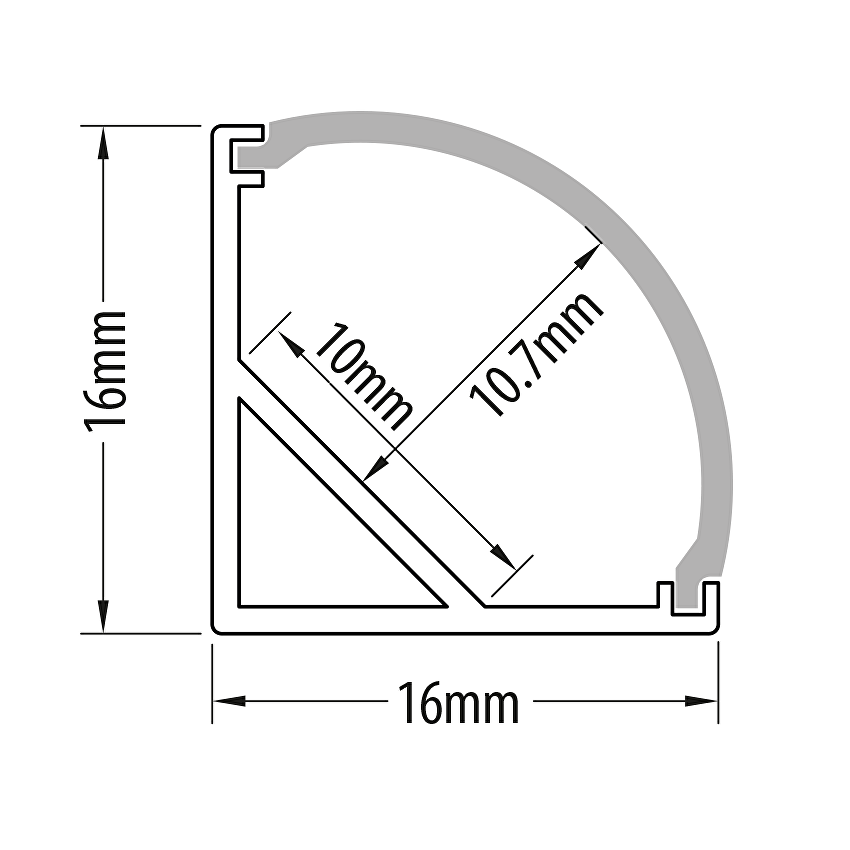 Aluminiumsprofiler til LED 45 ° hjørneprofil, | Ultralux