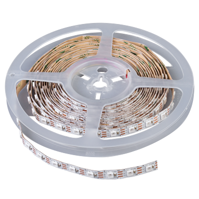 DIGITAL LED BÅND/STRIPS SMD5050, RGB, 14,4W/M, 5V DC, 60 LEDs/M, IC WS2812B, 60 PIXELS/M, IKKE VANDTÆT