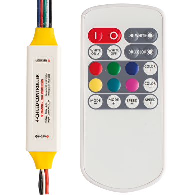 Professional RF controller for RGBW LED light 6-24V DC, 3x2.5+4A, IP63