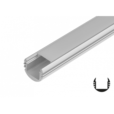 Aluminium profile for LED flexible strip for building-in, round, 2m