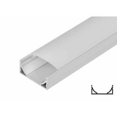 Aluminium profile for LED flexible strip, wide, shallow, 2 m