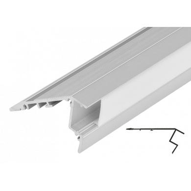 Aluminium profile for LED flexible strip, stair edge, 2m