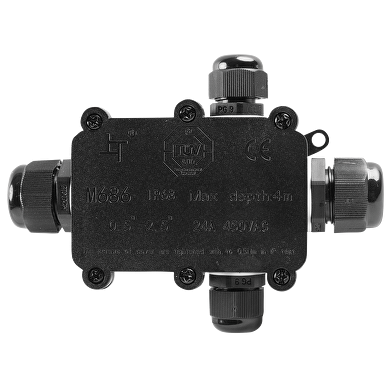 Junction box for surface mounting, 4 ways, 4 pins, 16A, IP68, 1 pc.