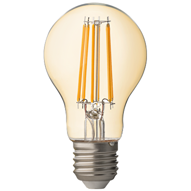 LED filament bulb, dimmable, 8W, E27, 2500K, 220-240V AC, amber