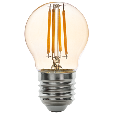 LED filament globe, dimmable,  4W, E27, 2500K, 220-240V AC, amber