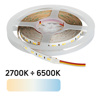 Professional LED strip CCT 18W/m, 2700K-6500K, 24V DC, 120LEDs/m, SMD2835, IP20