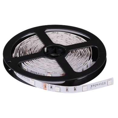 LED FLEKSIBEL BÅND/STRIP, SMD5050, RGB, 7.2W/M, 12V DC, 30 LEDs/M, 5 M/RULLE, IKKE VANDTÆT