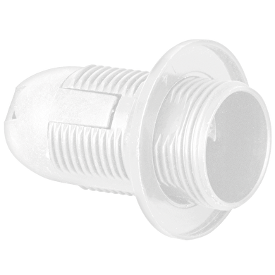 Plastic lamp socket E14, fully-threaded, white, 1 pc.