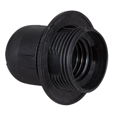 Plastic lamp socket E27, half-threaded, black