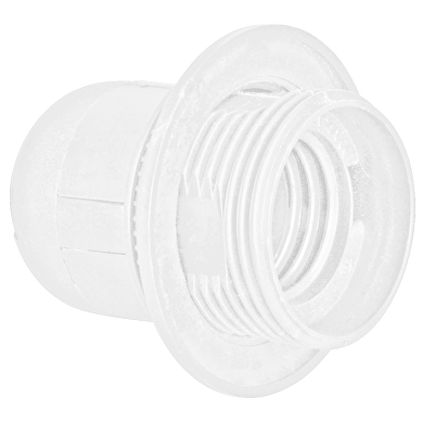 Plastic lamp socket E27, half-threaded, white