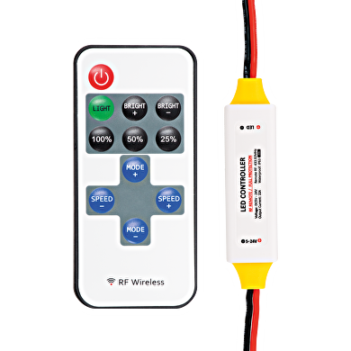 Professional RF controller for single colour LED lighting, 5-24V DC, 10A