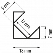 Aluminium profile for LED flexible strip, angular with board, 2m