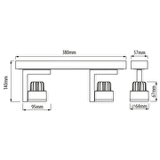 LED spot lighting fixture 2x5W, 2700K, graphite