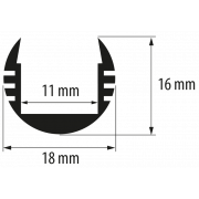 Aluminium profile for LED flexible strip for building-in, round, 2m