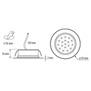 LED møbelspot, 4W, 4200K, 230V AC, IP44, Chrome