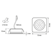 LED møbelspot,12V DC, 3W, 4200K, IP44, firkant