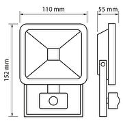 LED SLIM floodlight with PIR sensor 10W, 4200K, 220-240V AC, IP44