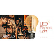 LED filament globe, dimmable,  4W, E27, 2500K, 220-240V AC, amber