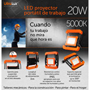 LED-Arbejdslampe, 20W, 5000K, 220V-240V AC, IP65