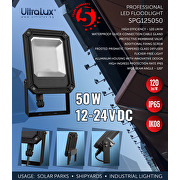 Professional LED floodlight 50W, 5000K, 12-24V DC, IP65