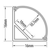 Aluminium profile for LED flexible strip, angular, 2m