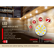 LED lamp 1.5W, G4, 4000K, 12V DC, SMD2835, 1 pc./blister