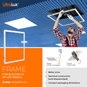 Frame for building-in of LED panel 600x600 mm - disassembled