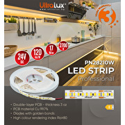 Professional LED strip 17W/m, 2700K, 24V DC, 210 LED/m, SMD2835, IP20