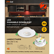LED downlight til indbygning, 6W, 3-4-6000K, 220V, IP44, dæmpbar