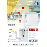 LED panel 600х600 mm, 40W, 3000K/4000K/6000K, 137 lm/W, 220V-240V AC, IP44