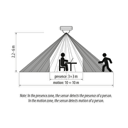 PIR motion and presence sensor for surface mounting, 360°, 2000W/1000W, 10m, IP20