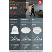 PIR motion and presence sensor for surface mounting, 360°, 2000W/1000W, 10m, IP20