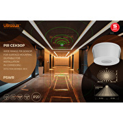 Wide range PIR sensor for surface mounting, 3xPIR, 2000W/1000W, 2X15m, IP20