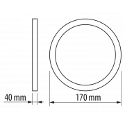 LED panel for surface mounting, round, 12W, 2700K, 220V-240V AC