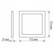 LED-panel (under loft), firkantet  12W, 2700K, 220V, varm lys, SMD2835