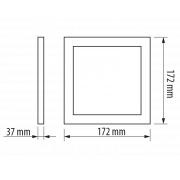 LED panel surface mounting, square, 12W, 2700K, 220V, warm light, SMD2835