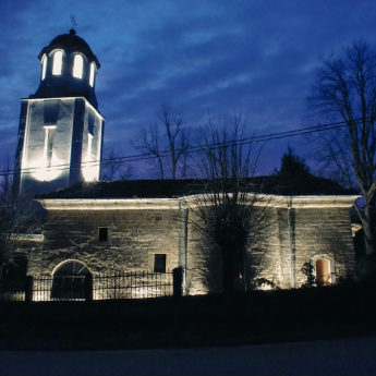 St. Demetrius Church exterior lighting, Blaskovtsi village