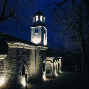 St. Demetrius Church exterior lighting, Blaskovtsi village